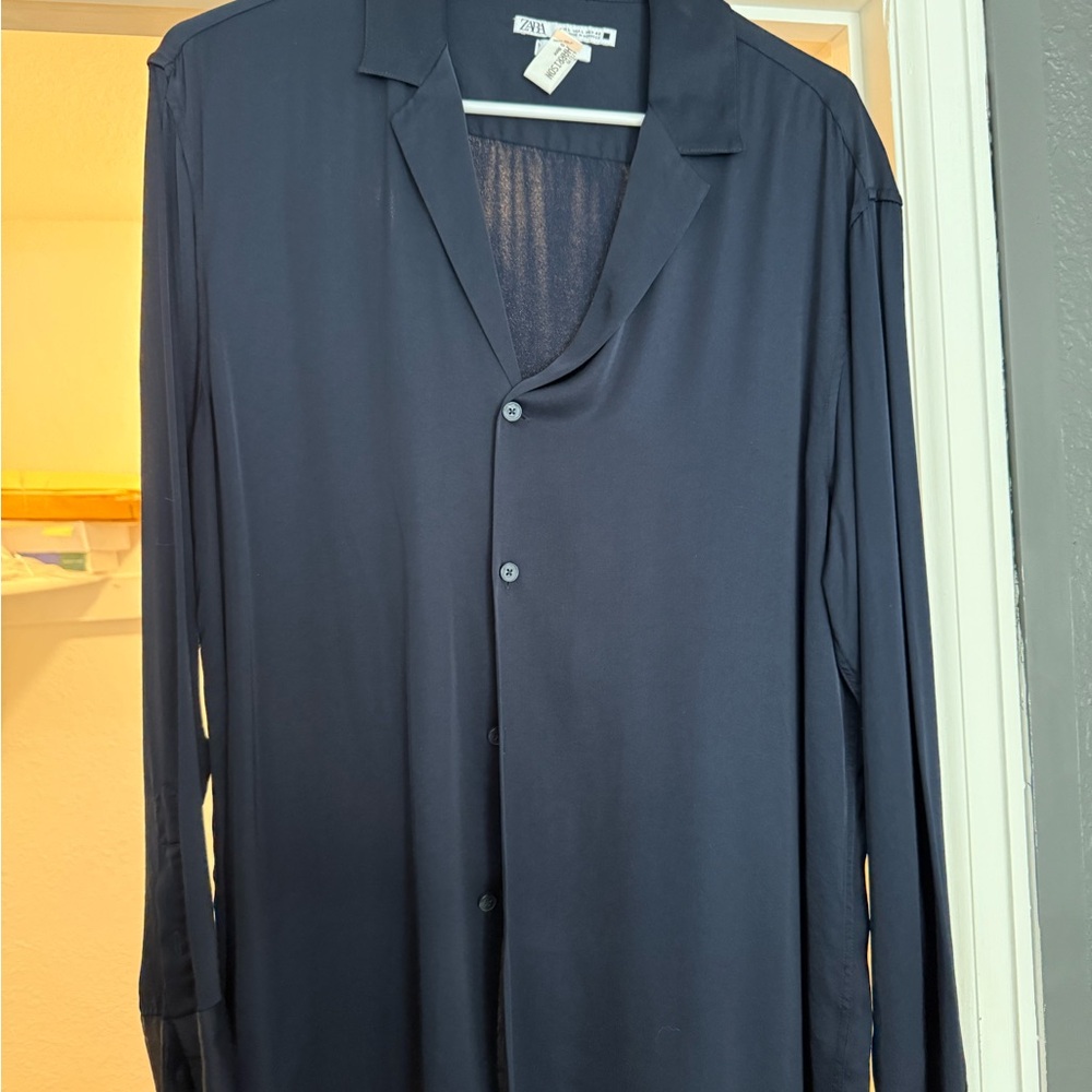 Zara Dark Blue Regular Fit Shirt